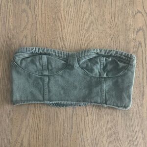 Wild Honey Olive Green Bandeau Tube Top Strapless Crop Size Medium
